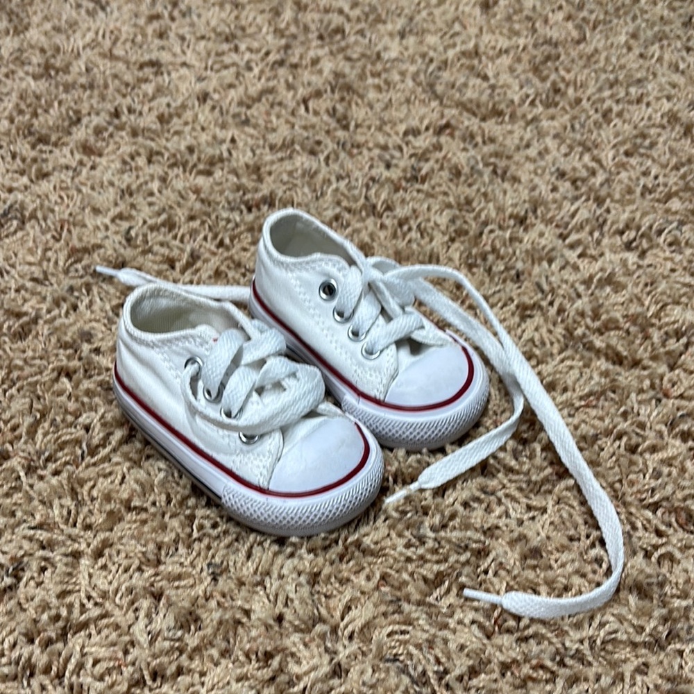 Converse White and Red Canvas Sneakers